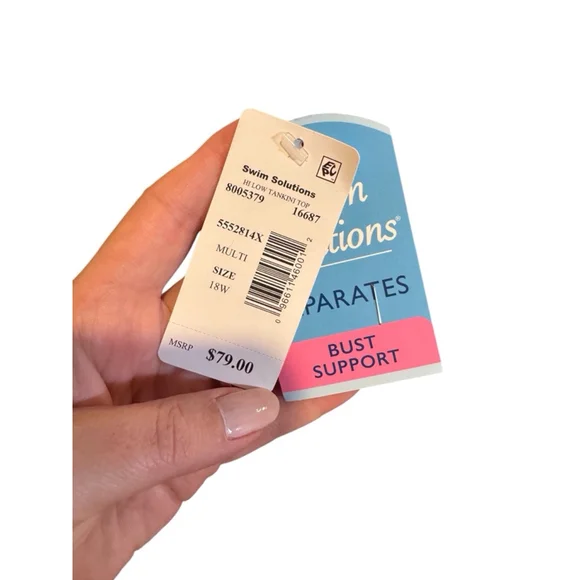 Women's Swim Solutions Tankini Top Size 18W Multi-color - Picture 3 of 5